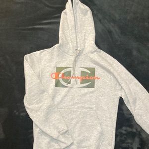 Grey with red and camo champion hoodie